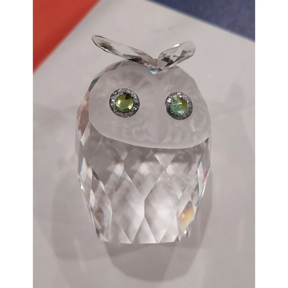 Swarovski Crystal Owls Retired Woodland Large 2" Small 1.5" Jewel Eyes Set Of 2 - Picture 3 of 15